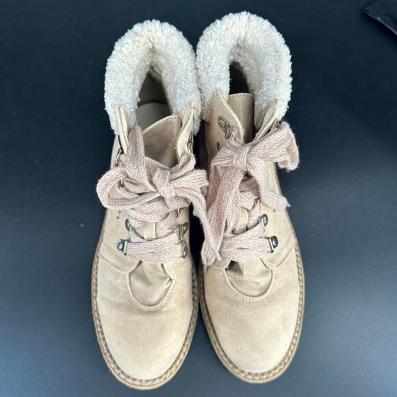 Dirty Laundry Casbah Ankle Boot Size 9 Creme Sherpa Lace Up Boots Chunky - Picture 11 of 11